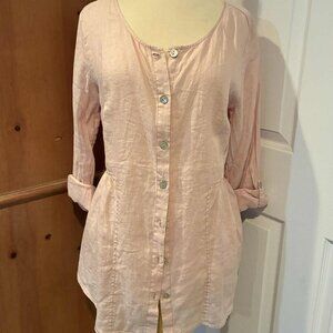 NEW NWT Sigrid Olsen SHELL PINK Linen PEPLUM Lightweight Jacket